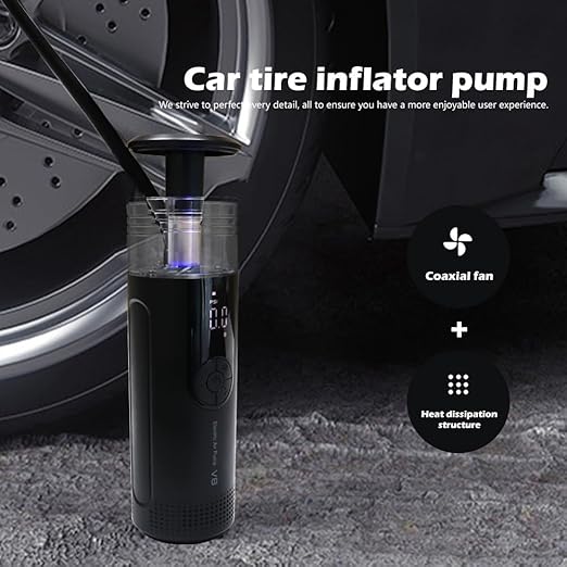 Compact Car Tire Inflator Pump with Coaxial Fan and Heat Dissipation