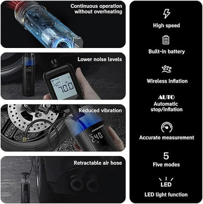 Compact Car Tire Inflator Pump with Coaxial Fan and Heat Dissipation